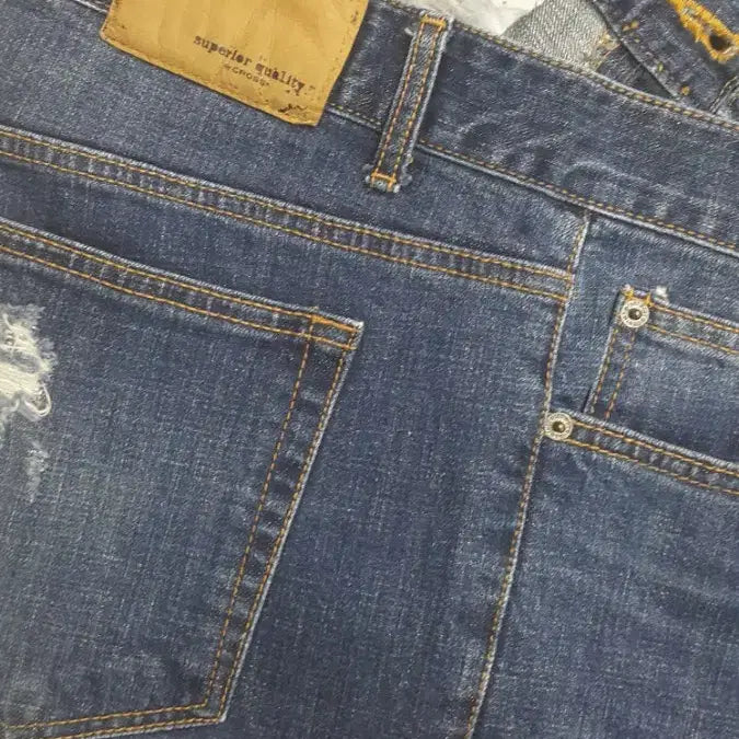 [BUNJANG] The Cross Damage Washing Denim Jeans Size 34" XL / 더크로스진(사방스판) 데미지 워싱대님 34인치(No.237)거의새바지!