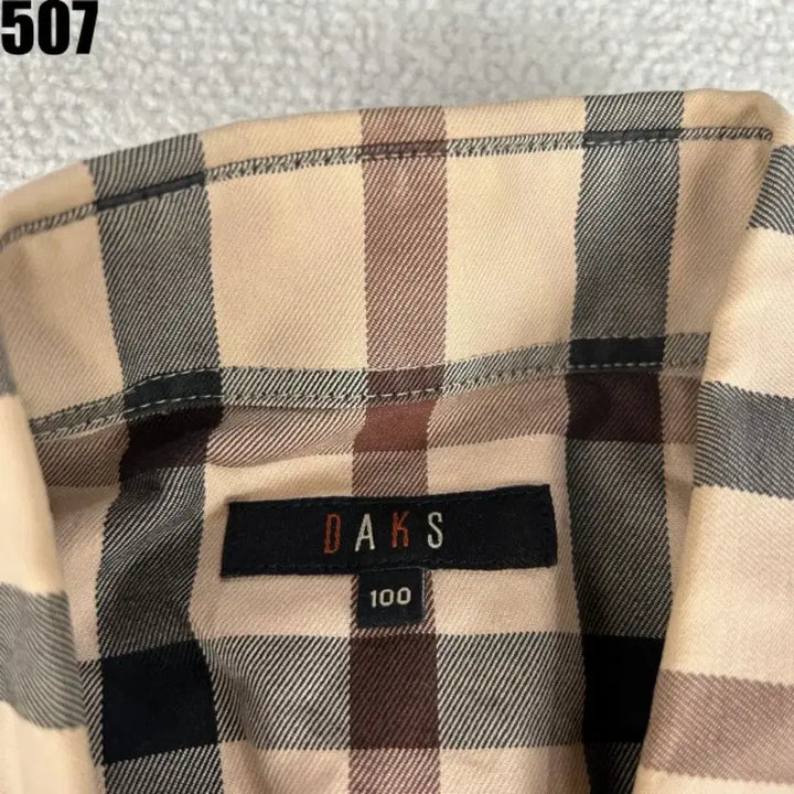 [BUNJANG] Daks Beige Check Long Sleeve Shirt / 닥스 베이지 체크 긴팔 셔츠 100