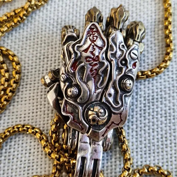 [BUNJANG] Antique Taoism Auspicious Charm Necklace / 도가 기관술 주사각인 뢰령 부적 목걸이