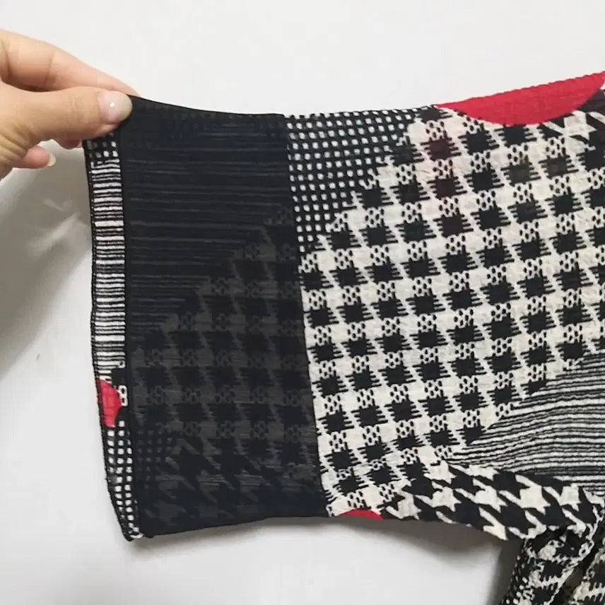 [BUNJANG] Houndstooth Check Long Dress with Black Big Collar / ㅎ258 롱원피스
