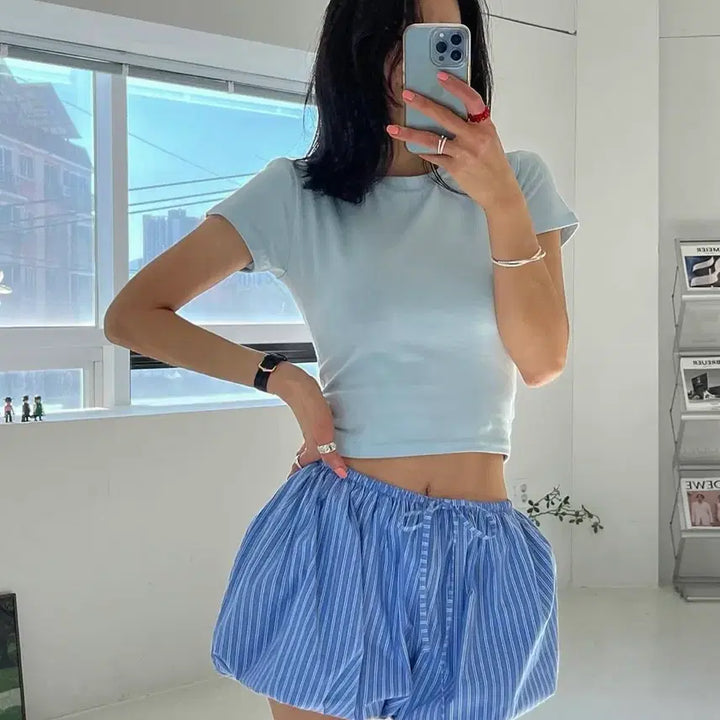 [BUNJANG] Mei Mei Stripe Balloon Shorts / 메이메이 스트라이프 벌룬팬츠