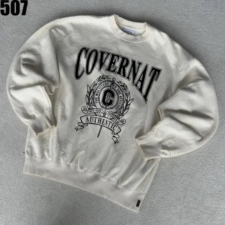 [BUNJANG] Covernat Authentic Logo Sweatshirt Ivory / 커버낫 오센틱 로고 맨투맨 아이보리 90