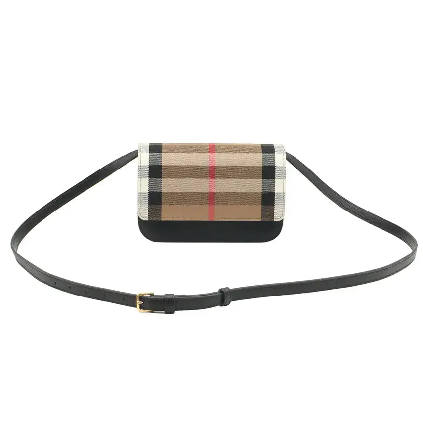 [BUNJANG] Burberry House Check Black Leather Gold Hardware Madison MX Crossbody Bag 8084026 / 버버리 하우스 체크 블랙 레더 금장 메디슨 MX 크로스백 8084026