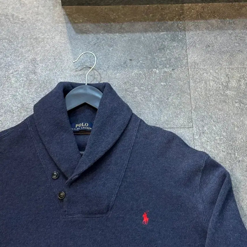 [BUNJANG] Polo Ralph Lauren Navy Shawl Collar Sweater Knit L Size / 폴로 랄프로렌 네이비 숄카라 스웨터 니트 L사이즈