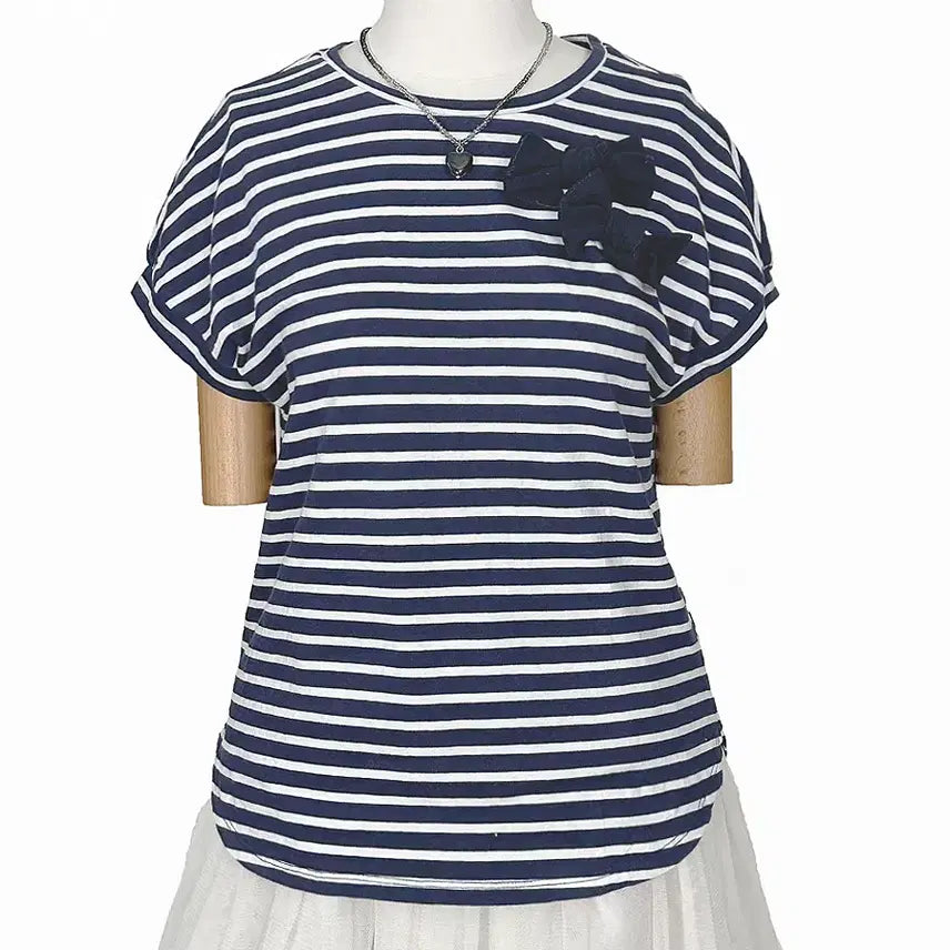 [BUNJANG] Comme des Garçons Comme ism Ribbon Stripe Raglan T-Shirt / 일본빈티지 꼼사이즘리본단가라스트라이프 래글런티 모리걸하구미룩갸루y2k히피