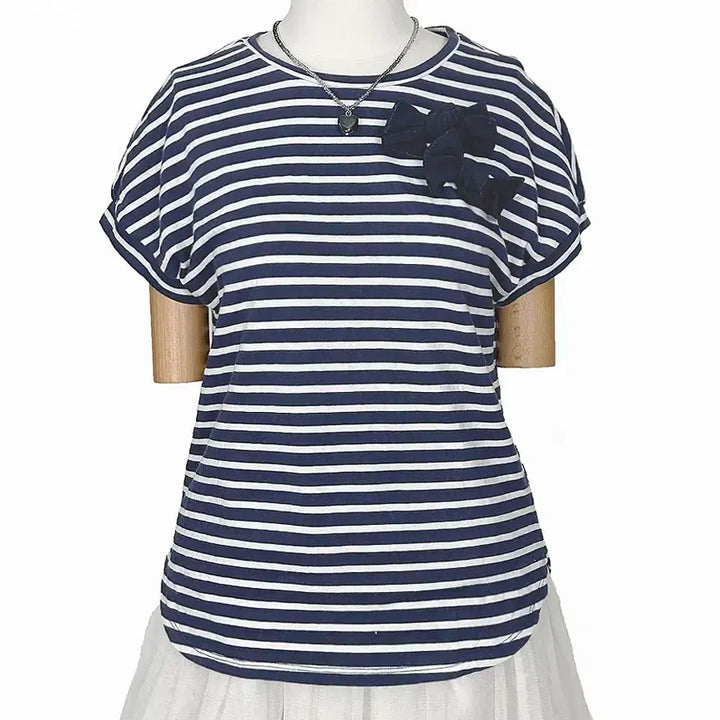 [BUNJANG] Comme des Garçons Comme ism Ribbon Stripe Raglan T-Shirt / 일본빈티지 꼼사이즘리본단가라스트라이프 래글런티 모리걸하구미룩갸루y2k히피