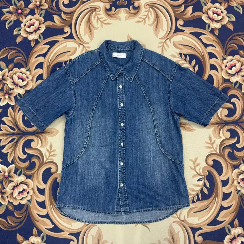 [BUNJANG] minav Mid-Blue Denim Short-Sleeve Shirt (M) / (M)미나브 minav 데님반팔셔츠(미드블루)