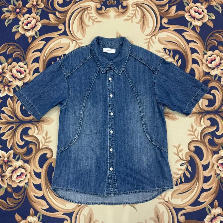 [BUNJANG] minav Mid-Blue Denim Short-Sleeve Shirt (M) / (M)미나브 minav 데님반팔셔츠(미드블루)