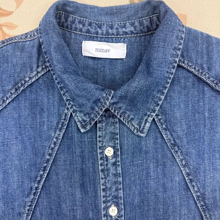 [BUNJANG] minav Mid-Blue Denim Short-Sleeve Shirt (M) / (M)미나브 minav 데님반팔셔츠(미드블루)