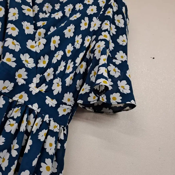 [BUNJANG] Chiffon Long Dress - Navy Daisy Print - Size M / 쉬폰 롱원핏M