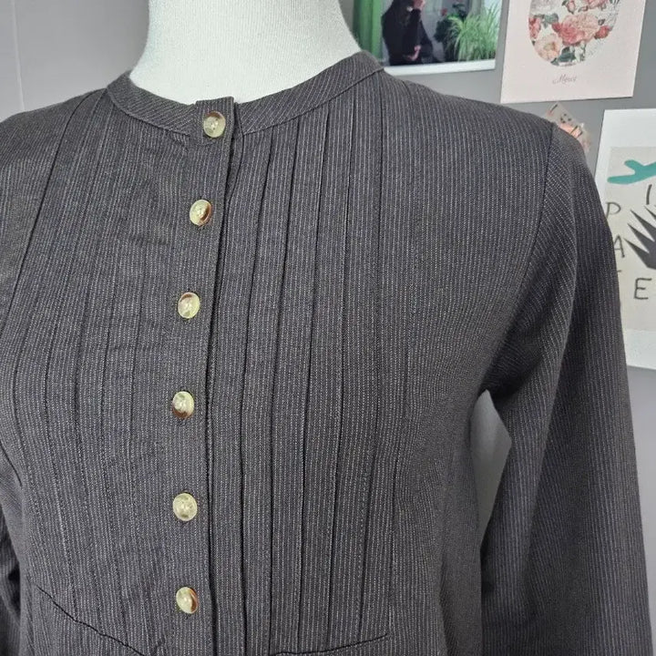 [BUNJANG] Vintage Dark Gray Long Shirt Dress / 빈티지 먹색 원피스 롱셔츠