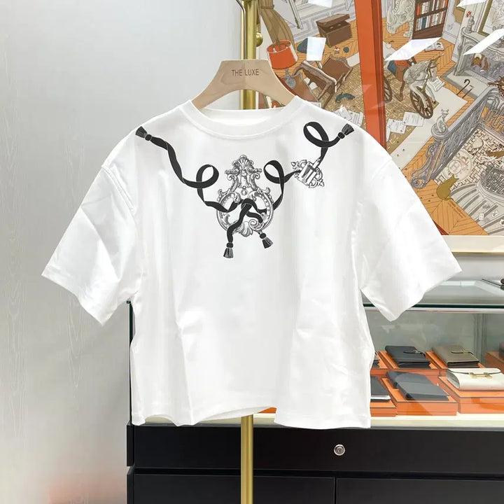[BUNJANG] Hermès Printed Boxy Short Sleeve T-Shirt White 36 / 새상품] 에르메스 프린티드 박시 반팔티셔츠 36 화이트 H6E4638