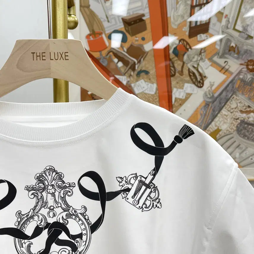 [BUNJANG] Hermès Printed Boxy Short Sleeve T-Shirt White 36 / 새상품] 에르메스 프린티드 박시 반팔티셔츠 36 화이트 H6E4638