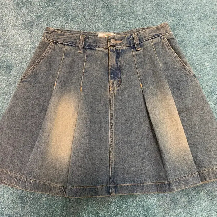 [SOLD OUT] OOT 빈티지 워싱 데님 플리츠 스커트