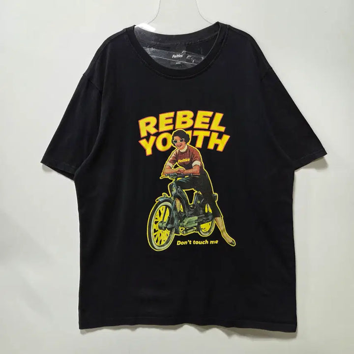 [BUNJANG] Feltics Black Motorcycle Print Short Sleeve T-Shirt XL / 펠틱스 블랙 오토바이 프린팅 반팔 티셔츠 XL 26050711