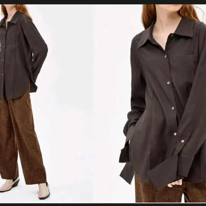 [BUNJANG] System See-through Shirt Brown / 한섬 시스템 시스루 셔츠