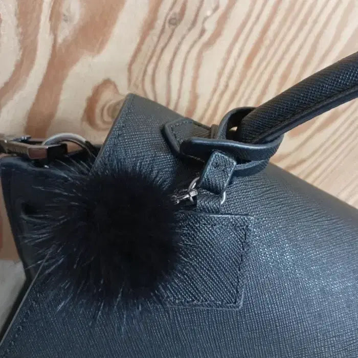 [BUNJANG] Lovecat Leather Black Tote &amp; Cross Bag / 러브캣 가죽 블랙 토트앤크로스백