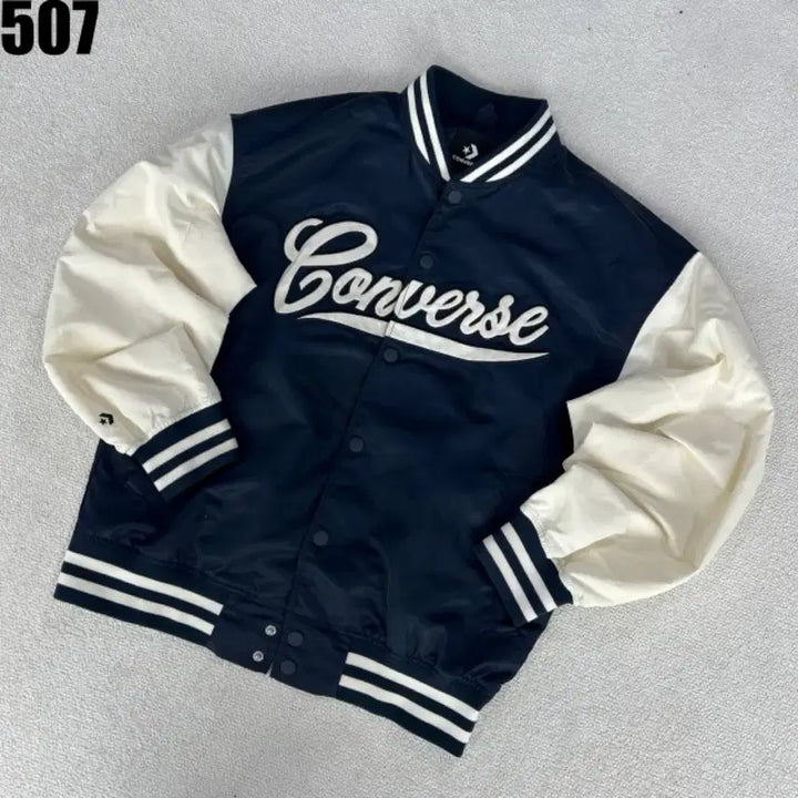 [BUNJANG] Converse Varsity Jacket Navy/Ivory Size M / 컨버스 바시티 자켓 네이비/아이보리 M
