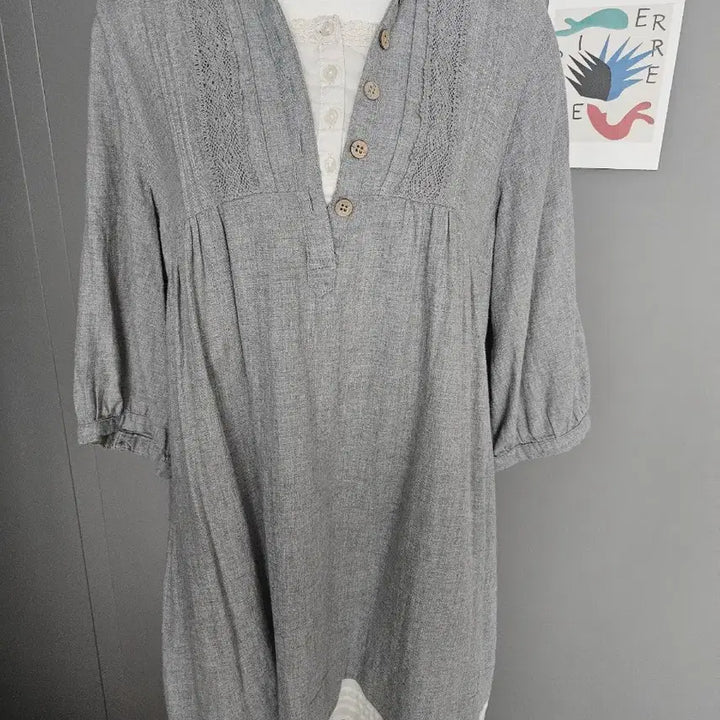 [BUNJANG] Vintage Layered Blouse Mini Dress / 빈티지 레이어드 블라우스 미니원피스