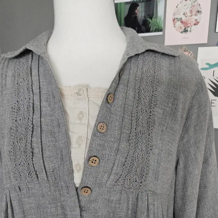 [BUNJANG] Vintage Layered Blouse Mini Dress / 빈티지 레이어드 블라우스 미니원피스