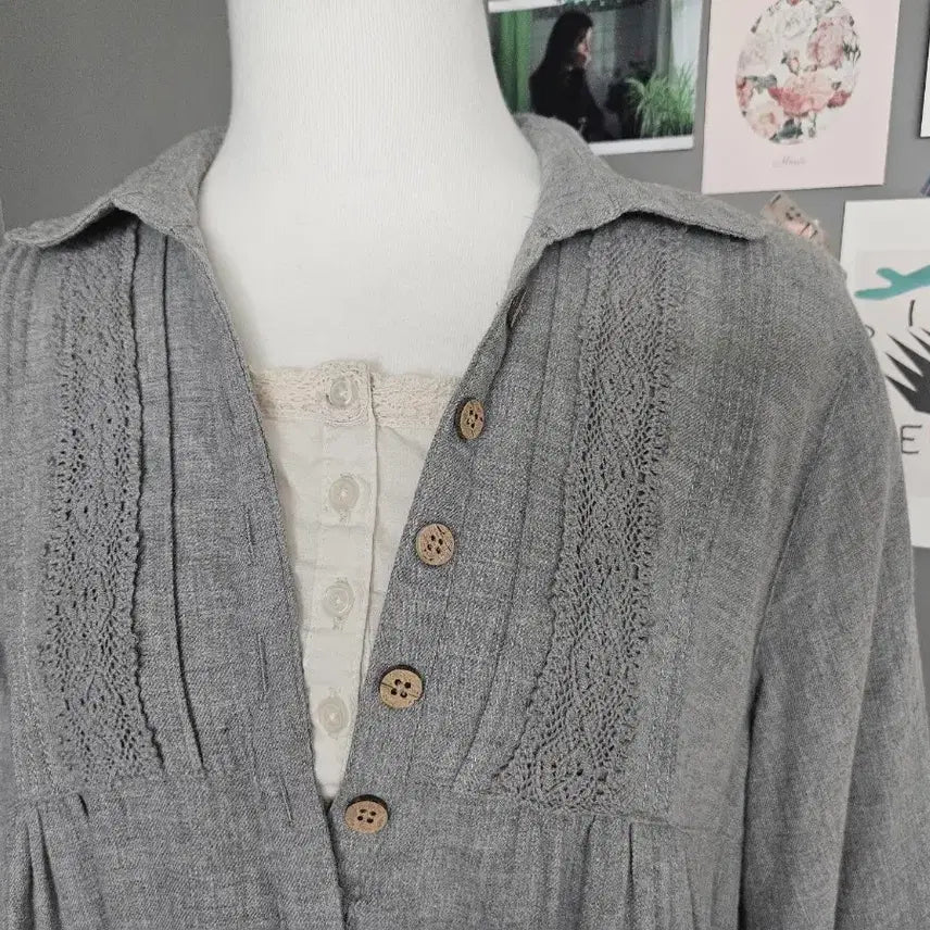 [BUNJANG] Vintage Layered Blouse Mini Dress / 빈티지 레이어드 블라우스 미니원피스