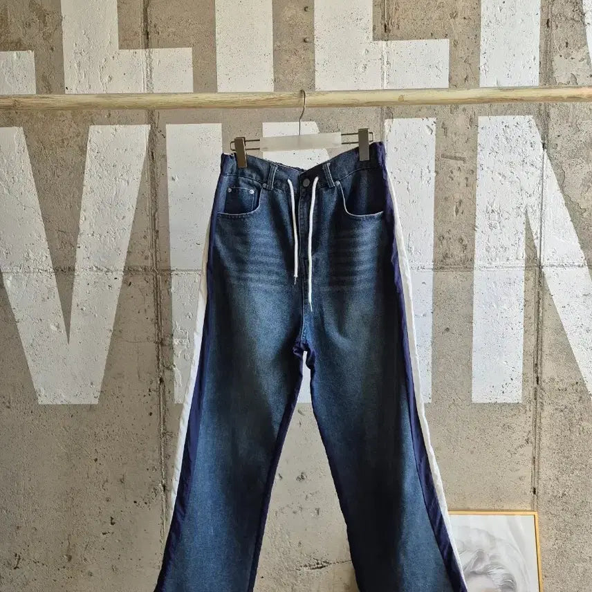 [BUNJANG] Sideline Front Denim Wide Pants / 사이드라인  앞데님 와이드 팬츠(PT1