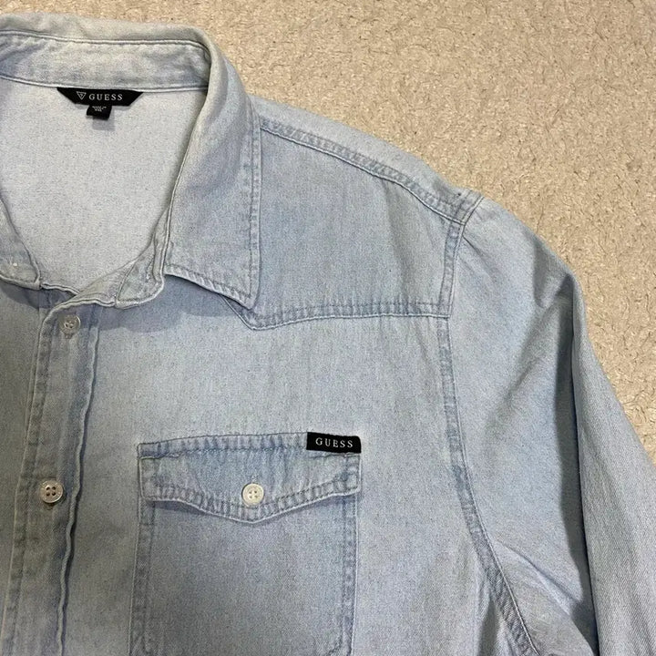 [BUNJANG] Guess Denim Shirt Long Sleeve Light Blue XXL / 게스 데님 셔츠 남방 긴팔 연청 xxl 110