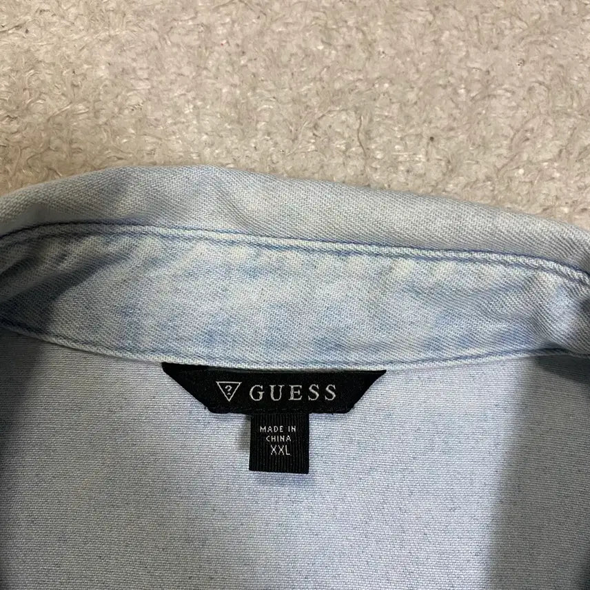 [BUNJANG] Guess Denim Shirt Long Sleeve Light Blue XXL / 게스 데님 셔츠 남방 긴팔 연청 xxl 110
