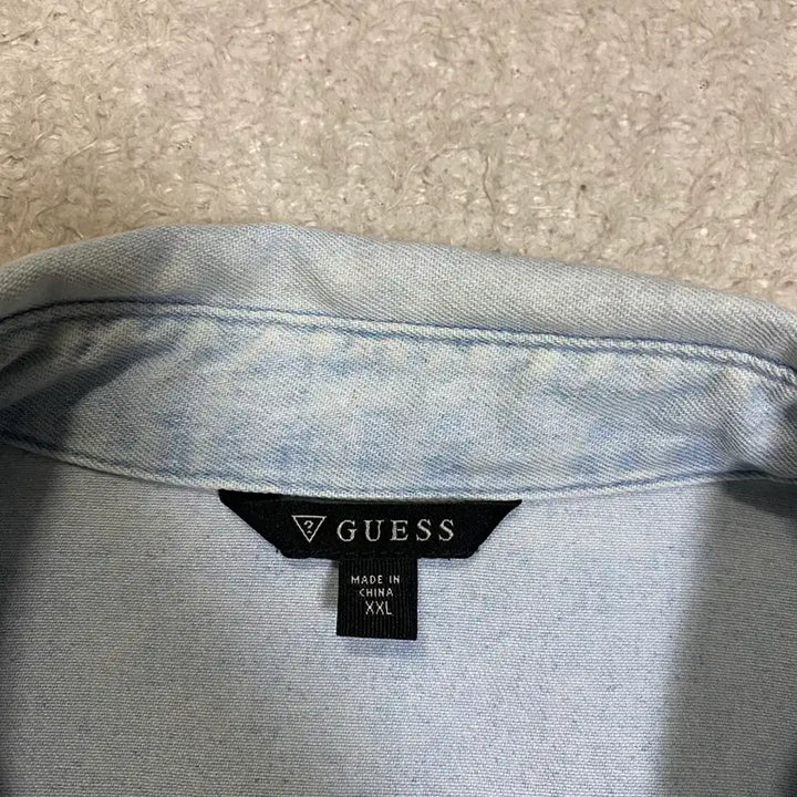 [BUNJANG] Guess Denim Shirt Long Sleeve Light Blue XXL / 게스 데님 셔츠 남방 긴팔 연청 xxl 110