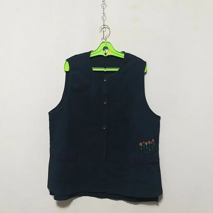 [BUNJANG] Navy Hanbok Vest with Floral Embroidery / ㅎ268 생활한복베스트