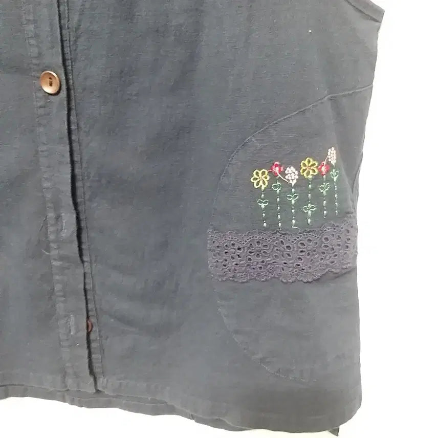 [BUNJANG] Navy Hanbok Vest with Floral Embroidery / ㅎ268 생활한복베스트