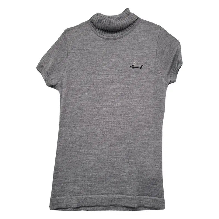 [BUNJANG] Louis Castel Grey Knit Short Sleeve Golf Top / 루이까스텔 그레이 골프 니트 반팔 90