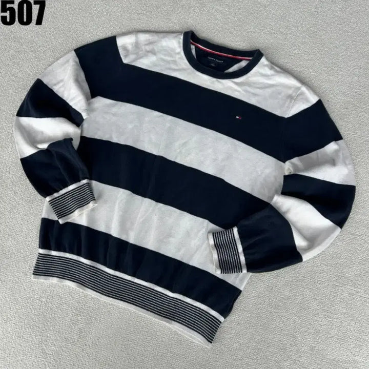 [BUNJANG] Tommy Hilfiger Striped Knit Long Sleeve T-Shirt L / 타미힐피거 스트라이프 니트 긴팔 티셔츠 L