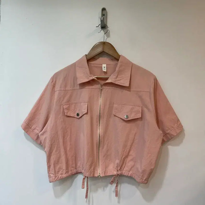 [BUNJANG] J H Pink Cropped Shirt Jacket / J H 핑크 셔츠 크롭 자켓