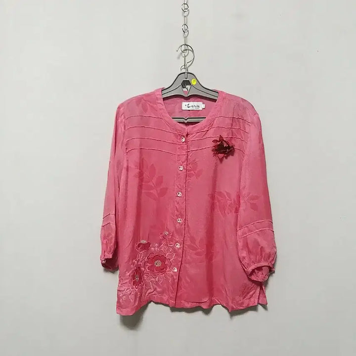 [BUNJANG] Linen Blend Blouse with Floral Embroidery / ㅎ270 인견상의