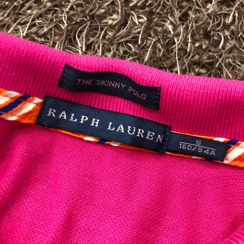 [BUNJANG] Ralph Lauren Pink Collar Short Sleeve T-Shirt / S 랄프로렌 핑크 카라 반팔 티셔츠