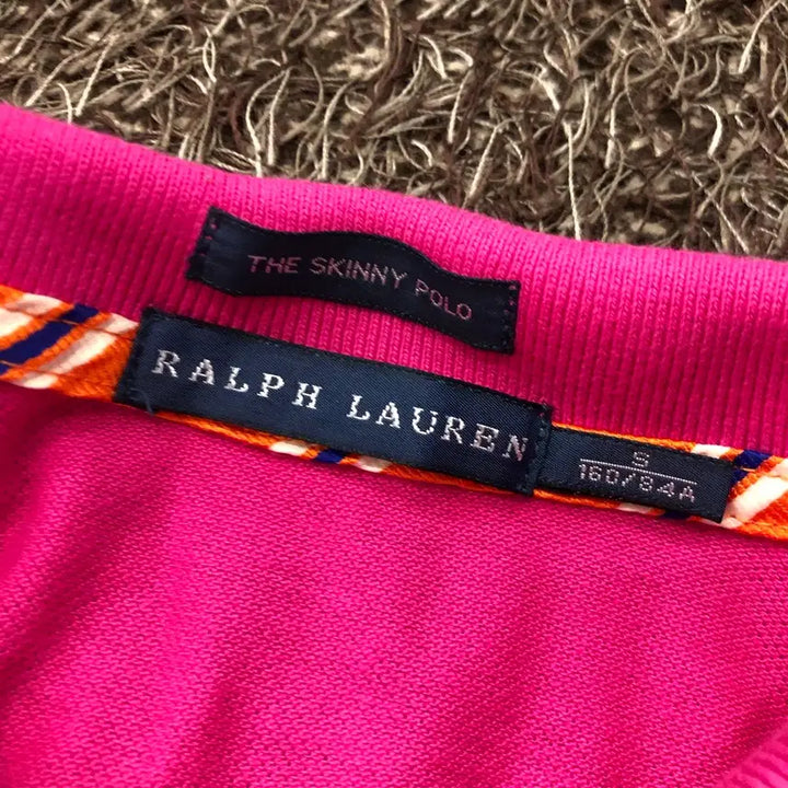 [BUNJANG] Ralph Lauren Pink Collar Short Sleeve T-Shirt / S 랄프로렌 핑크 카라 반팔 티셔츠