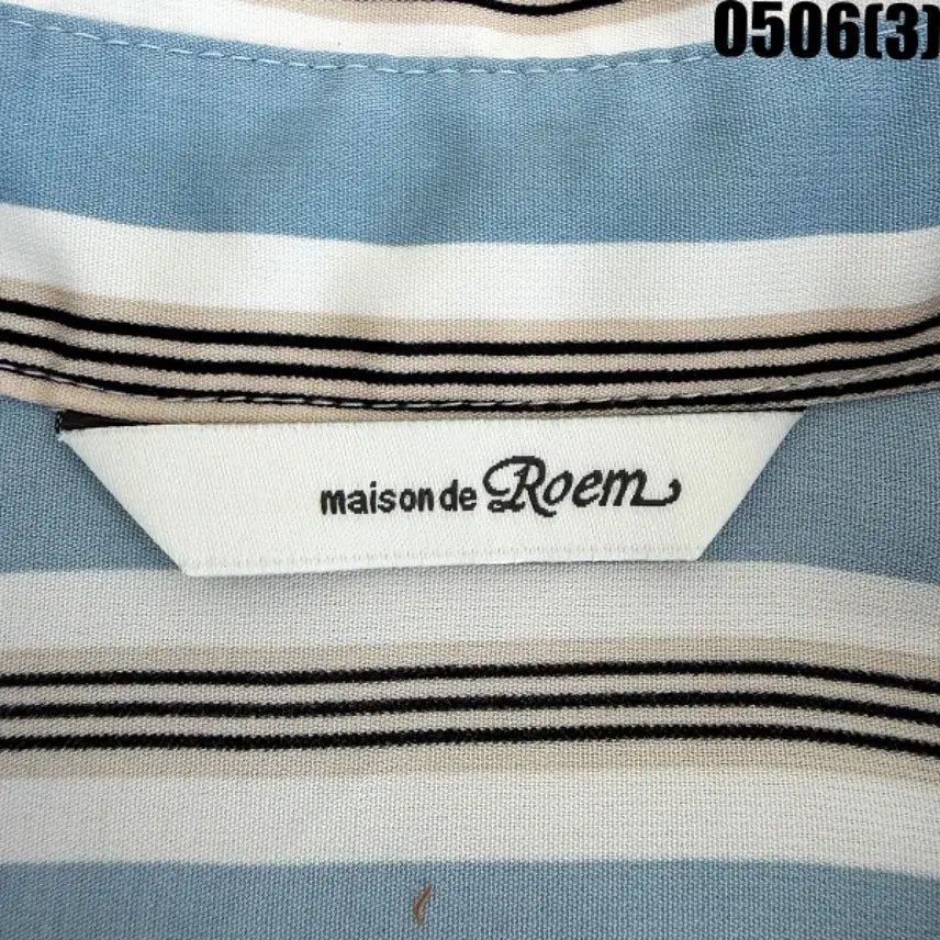 [BUNJANG] Roem Blue Stripe 7-Sleeve Blouse / 로엠 블루 스트라이프 7부 소매 블라우스 0506(3)