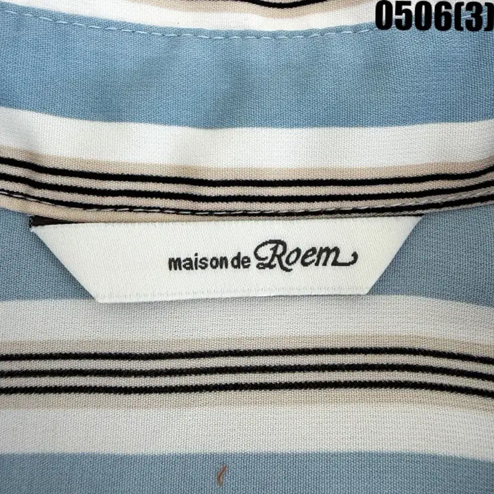 [BUNJANG] Roem Blue Stripe 7-Sleeve Blouse / 로엠 블루 스트라이프 7부 소매 블라우스 0506(3)