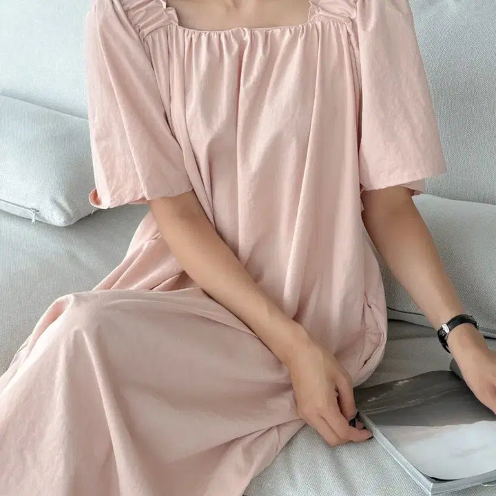 [BUNJANG] Square Neck Wing Sleeve Long Dress (Size 55-77) / 새상품 스퀘어넥 날개 롱 원피스 빅사이즈 가능 55-77