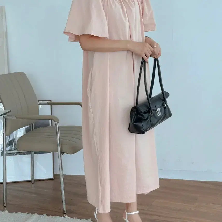 [BUNJANG] Square Neck Wing Sleeve Long Dress (Size 55-77) / 새상품 스퀘어넥 날개 롱 원피스 빅사이즈 가능 55-77