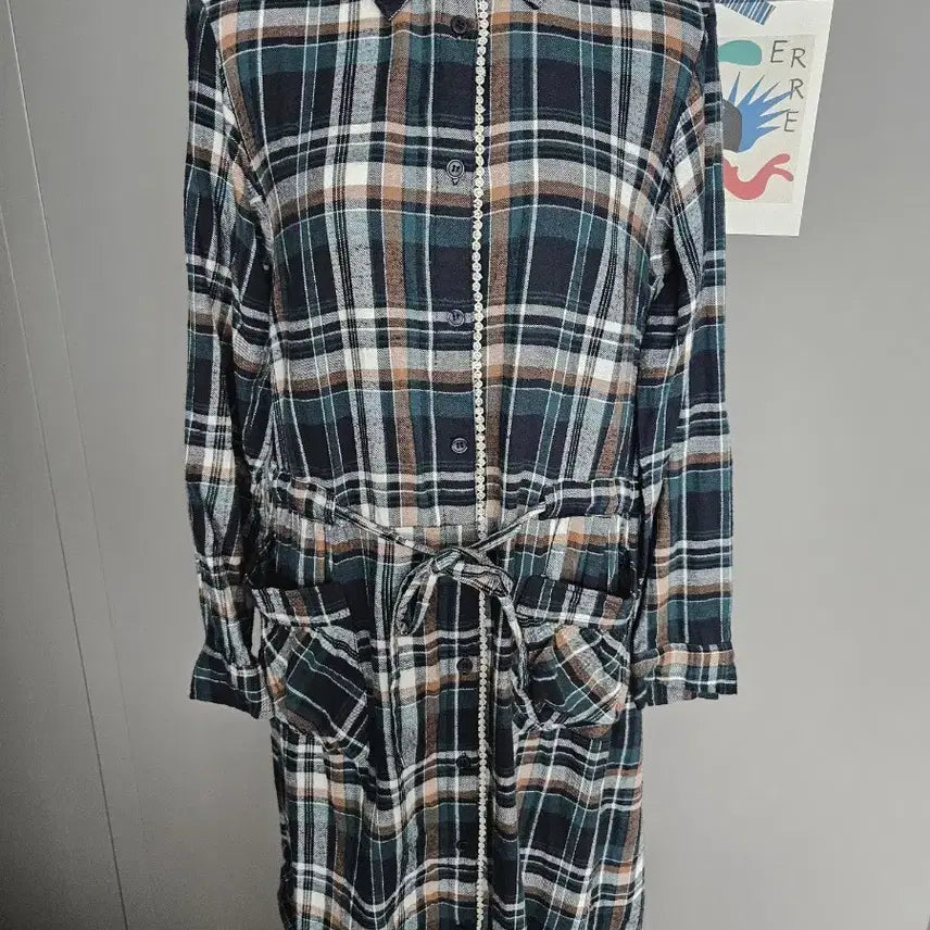 [BUNJANG] Checkered Shirt Pocket Dress / 체크 셔츠 포켓원피스