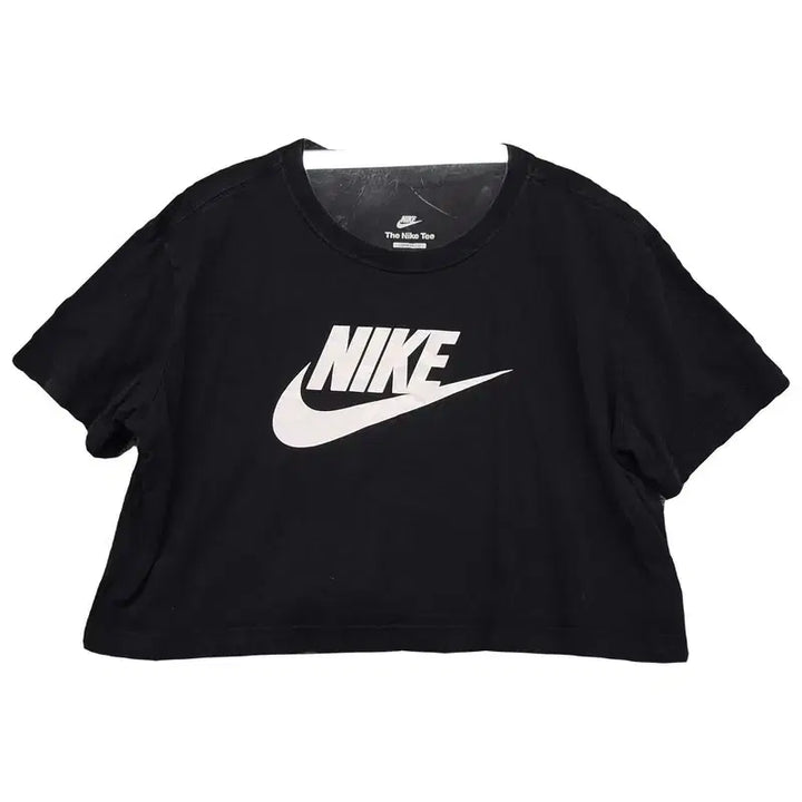[BUNJANG] Nike Printing Cropped Oversized Black T-Shirt - L / 나이키 프린팅 여자 크롭 오버핏 블랙 반팔티 L