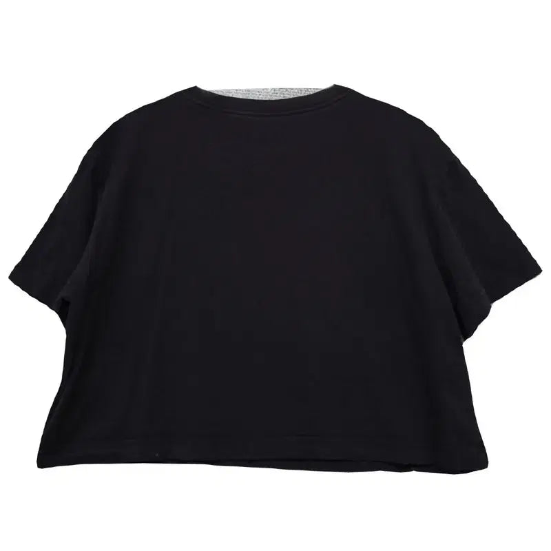 [BUNJANG] Nike Printing Cropped Oversized Black T-Shirt - L / 나이키 프린팅 여자 크롭 오버핏 블랙 반팔티 L