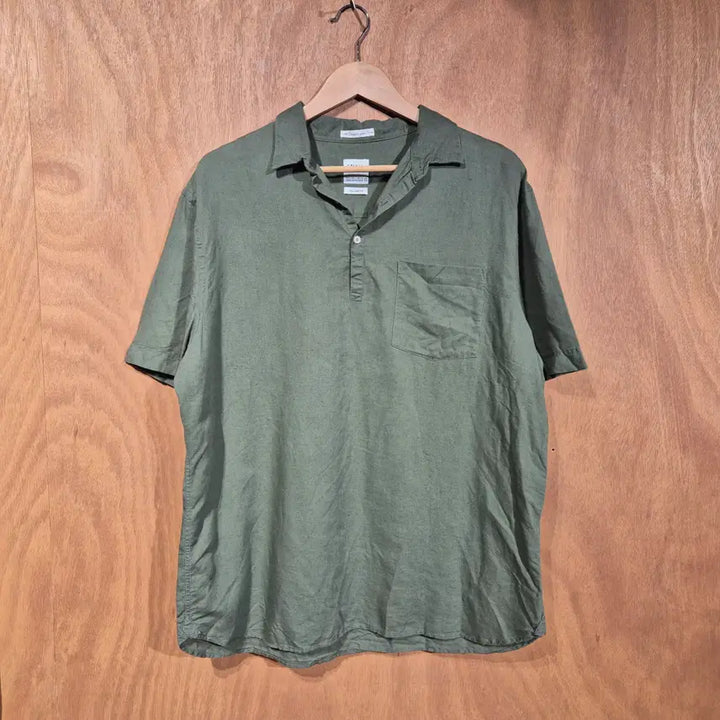 [BUNJANG] ZARA Linen Half Shirt - Size L / ZARA 자라 린넨 하프 셔츠 L (번705