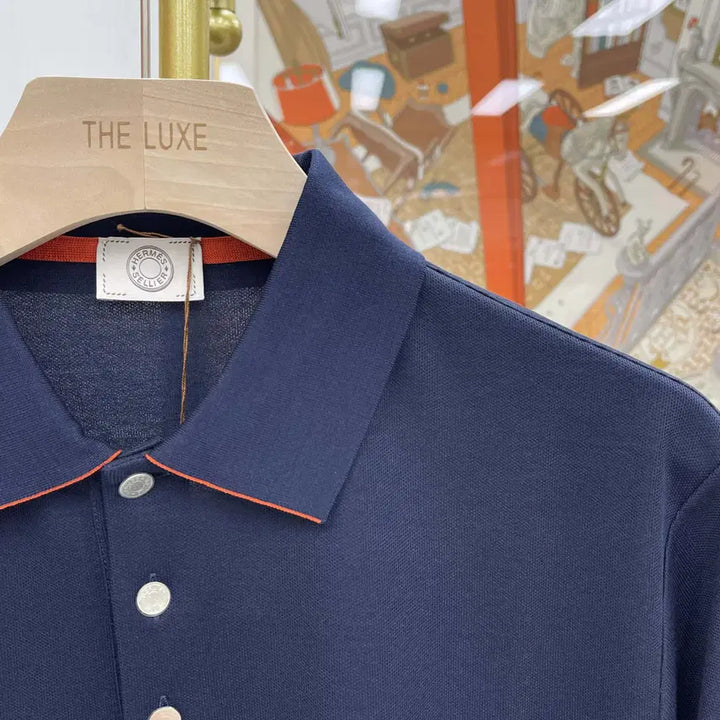 [BUNJANG] Hermes Double Technical Polo T-Shirt Navy L / 새상품] 에르메스 더블 테크니컬 폴로 티셔츠  네이비 H800271