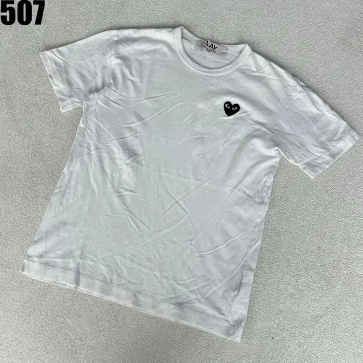 [BUNJANG] Comme des Garçons Black Heart T-shirt White L / 꼼데가르송 블랙 하트 반팔 티셔츠 화이트 L