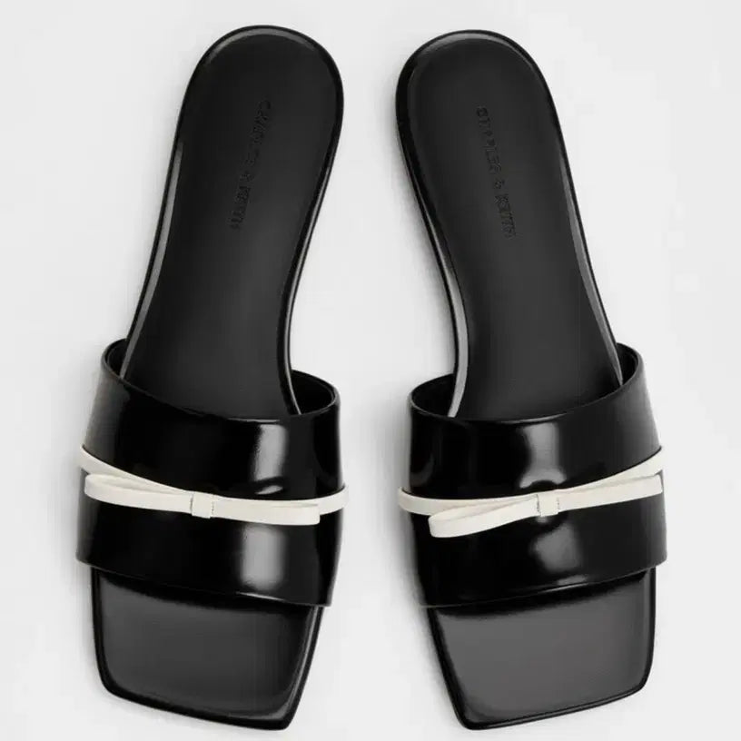 [BUNJANG] Charles &amp; Keith Black Ribbon Sandals / [박스포함] 찰스앤키스 블랙 리본 샌들