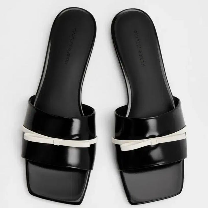 [BUNJANG] Charles &amp; Keith Black Ribbon Sandals / [박스포함] 찰스앤키스 블랙 리본 샌들