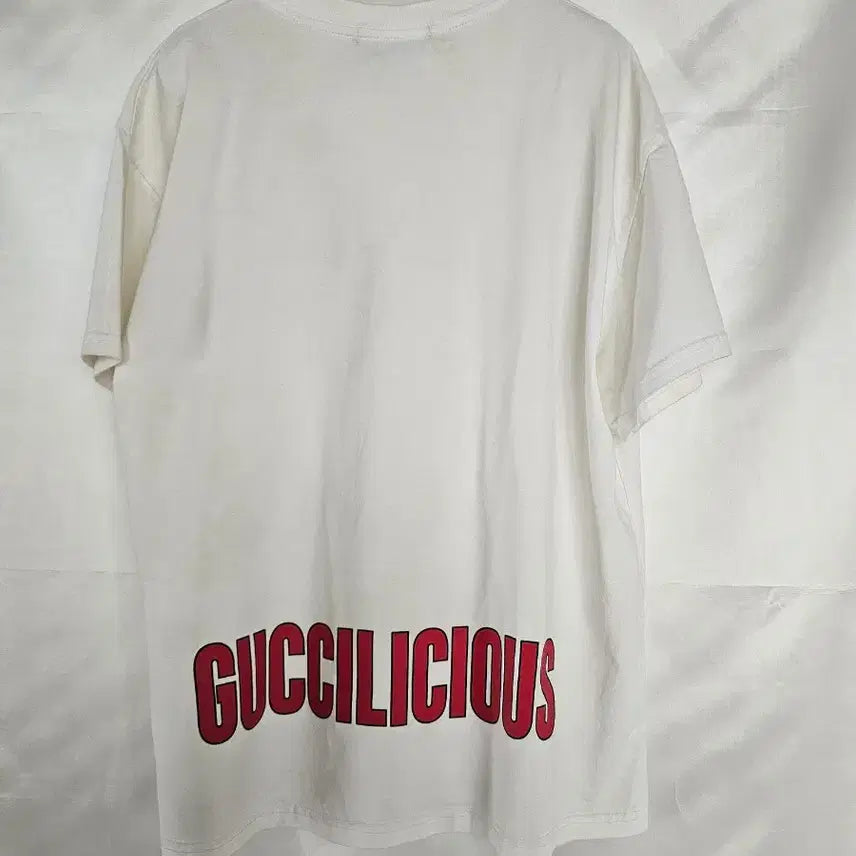 [BUNJANG] Gucci Cat Printing Short Sleeve T-Shirt White XXL / 구찌 고양이 프린팅 반팔 티셔츠 화이트